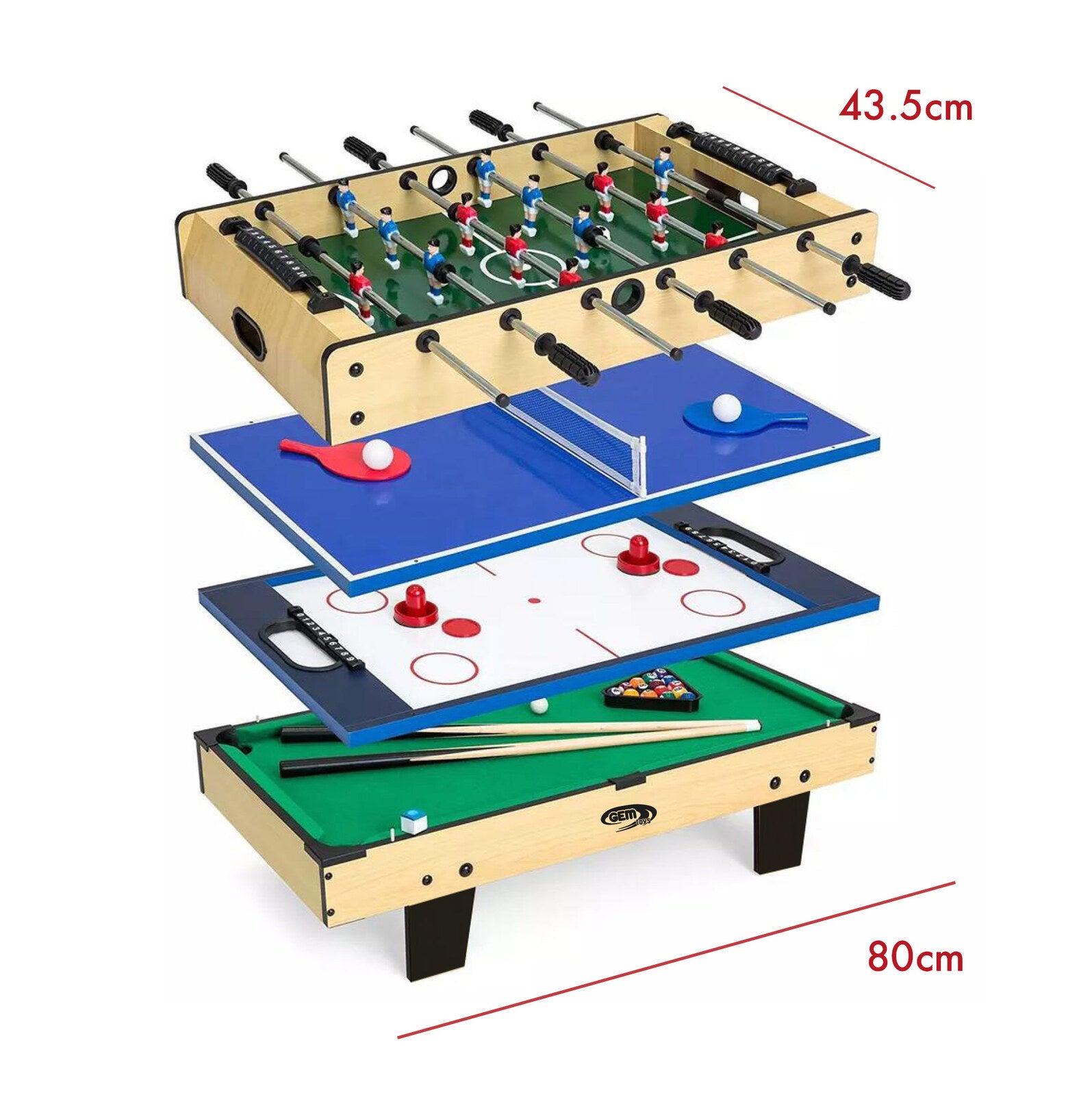 4-in-1 Games - Soccer, Table Tennis, Slide Hockey and Billiard Table