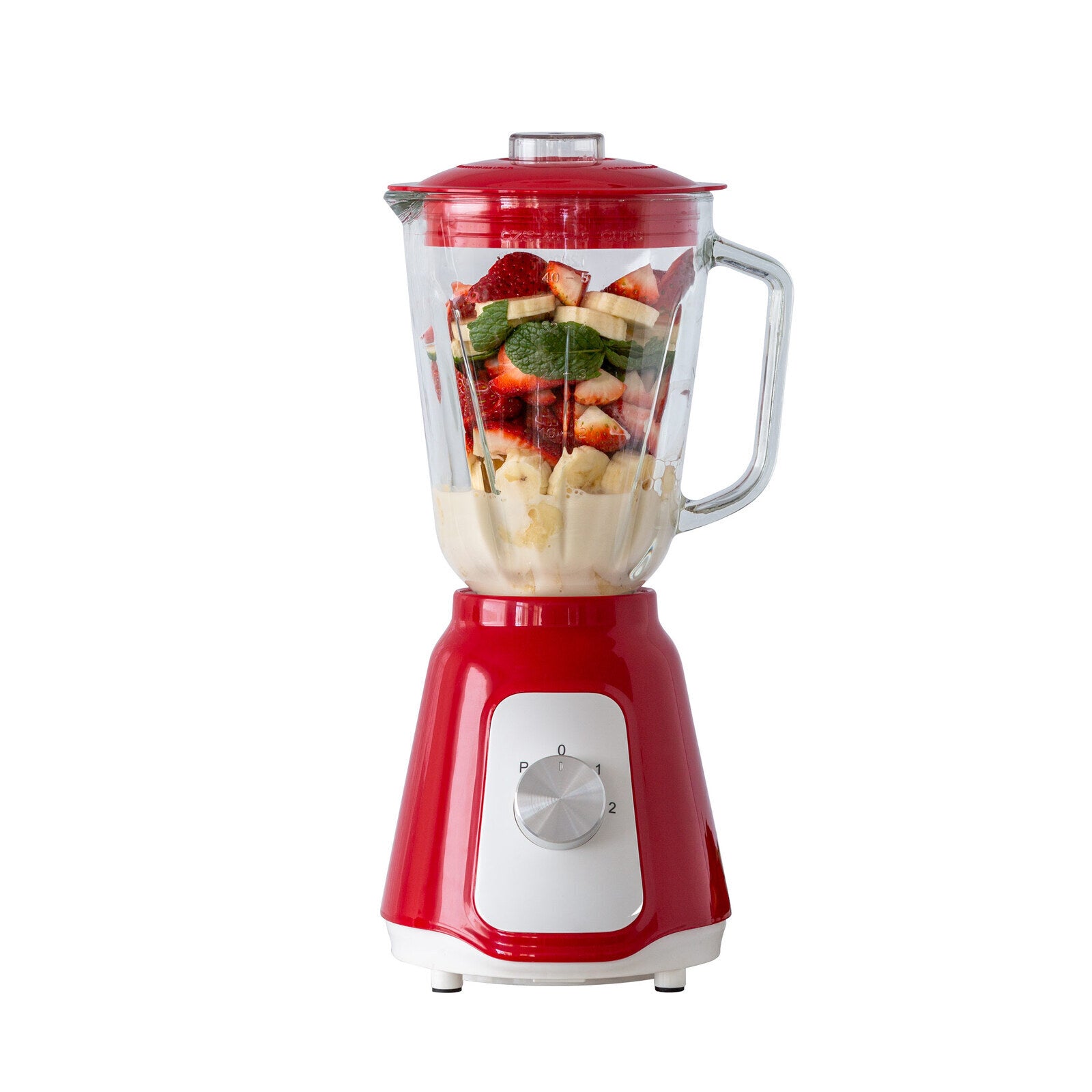 500W Glass Blender with Two Adjustable Speeds 1.5L - Red