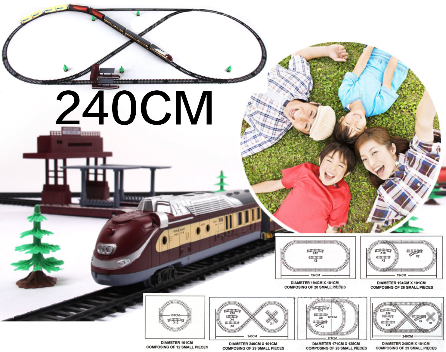 Electric Large Classic Train Set Rail Track Carriages Kids Vehicle Toy Gift