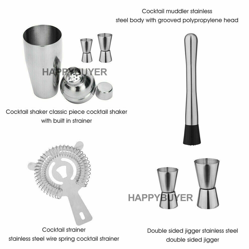 20Pcs Cocktail Shaker Set 750ml Martini Strainer Bartender Kit Bar Spirits Maker