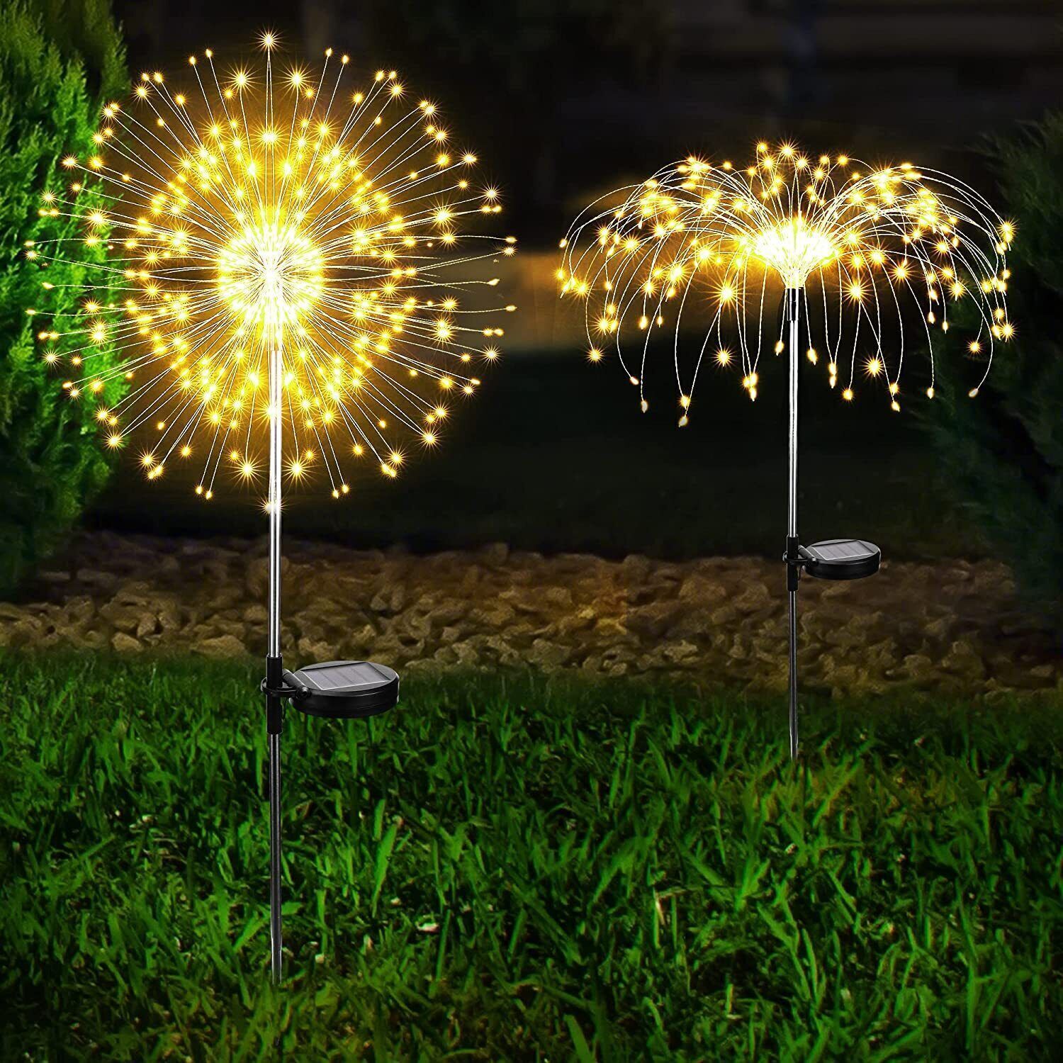 Warm White Fireworks 120 LED Fairy String Lights Starburst Solar Xmas Garden Night Lamp Hot NEW