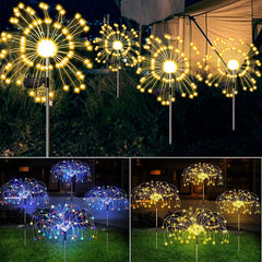 Warm White Fireworks 120 LED Fairy String Lights Starburst Solar Xmas Garden Night Lamp Hot NEW