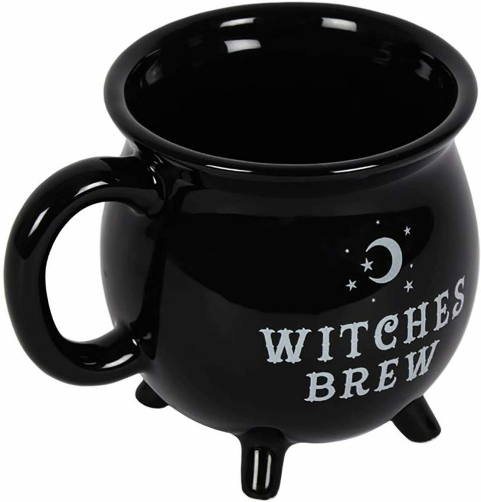 Witches Brew Black Cauldron Coffee Mug Cup With Moon & Stars