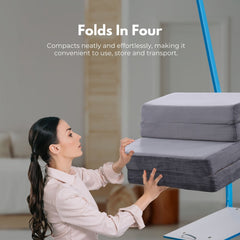 GOMINIMO 4 Fold Memory Foam Folding Mattress Dark Grey Velvet