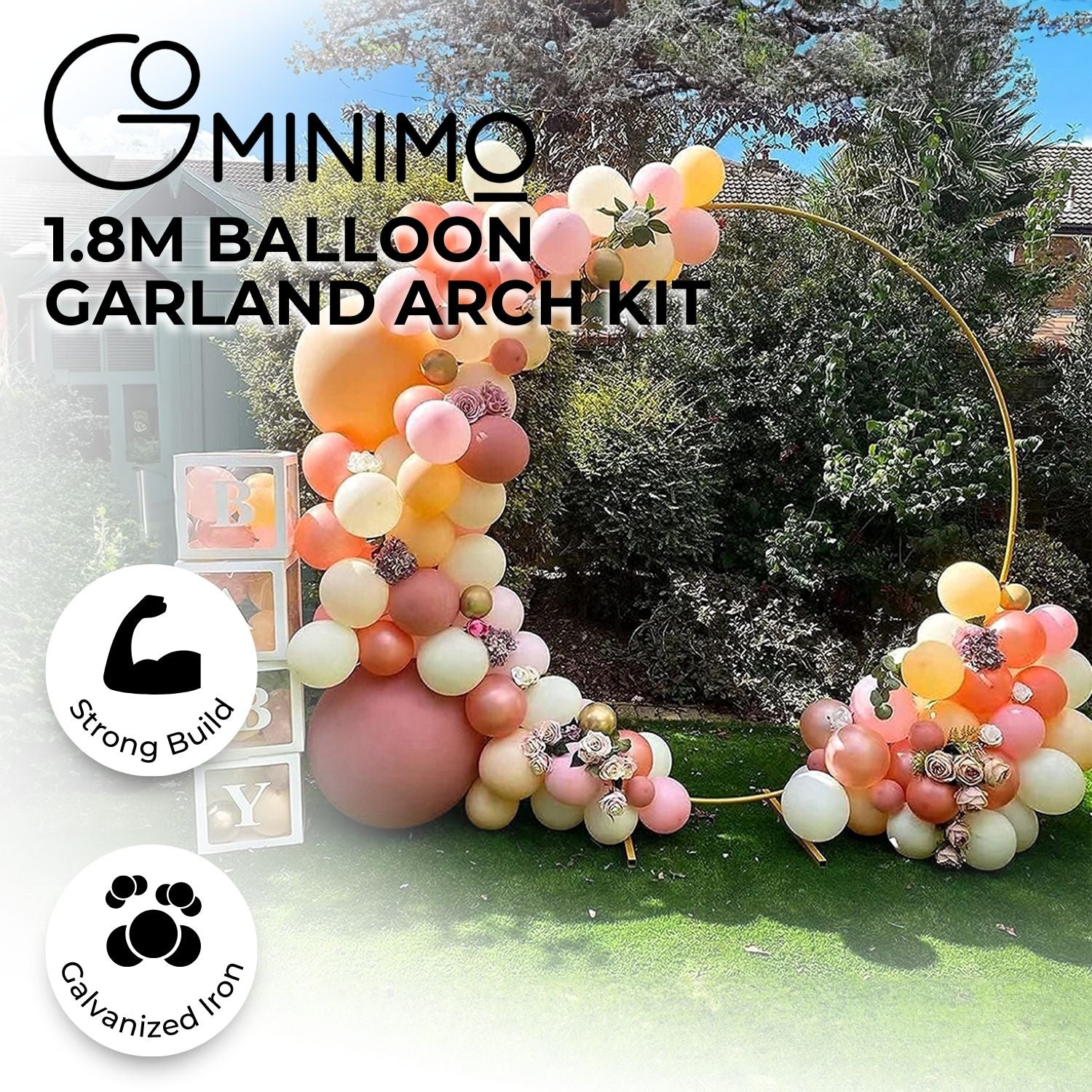 GOMINIMO 1.8 M Round Balloon Arch Kit(Gold)