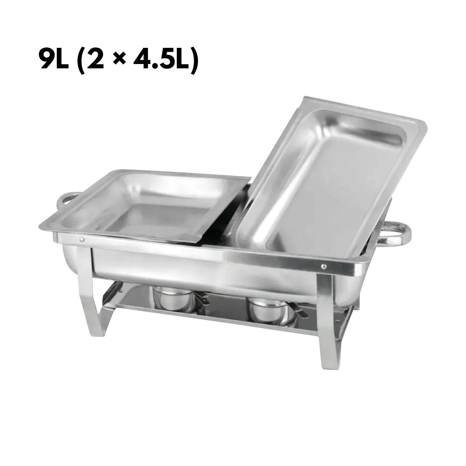 GOMINIMO 9L Chafing Dish Stainless Steel Food Buffet Warmer Pan (2x4.5L Dual Trays)