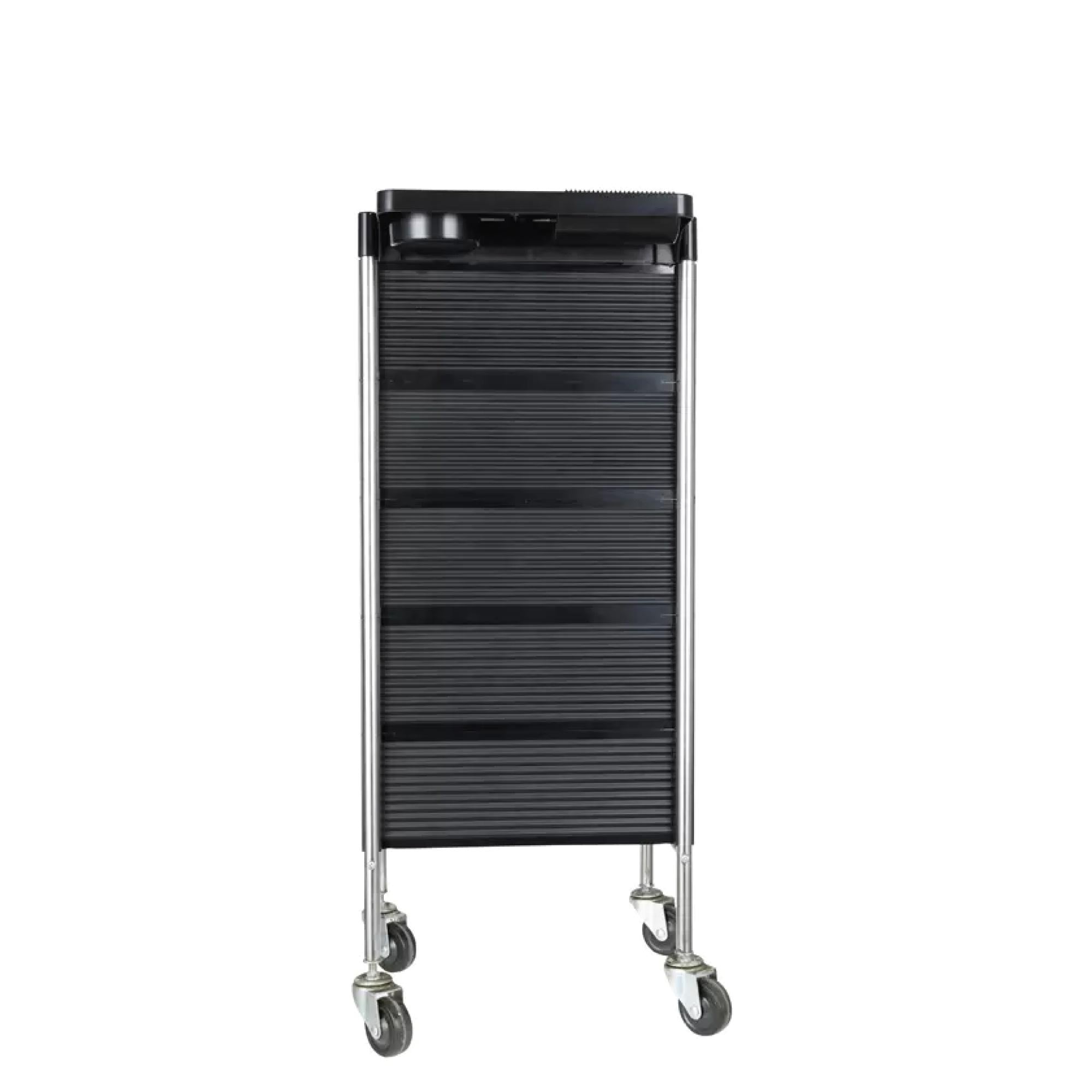 5 Drawer Hairdressing Trolley Black 90x30x36cm Hair Salon Beauty Rolling Cart