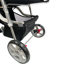 Pet Stroller Pram - Dog or Cat Black 3 Wheeled Folding Travel Buggy Pushchair