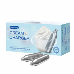 50x Cream Chargers - GreatWhip NO2 Nitrous Oxide Food Use Whip Bulb Canisters