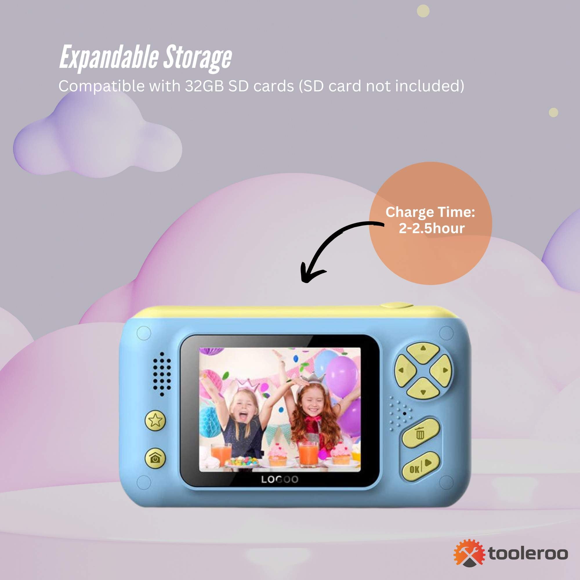 Kids HD Digital Camera Blue - Children's Selfie Photo Video 2.4 Inch Screen