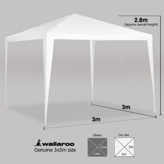 Wallaroo 3x3m Outdoor Party Wedding Event Gazebo Tent - White