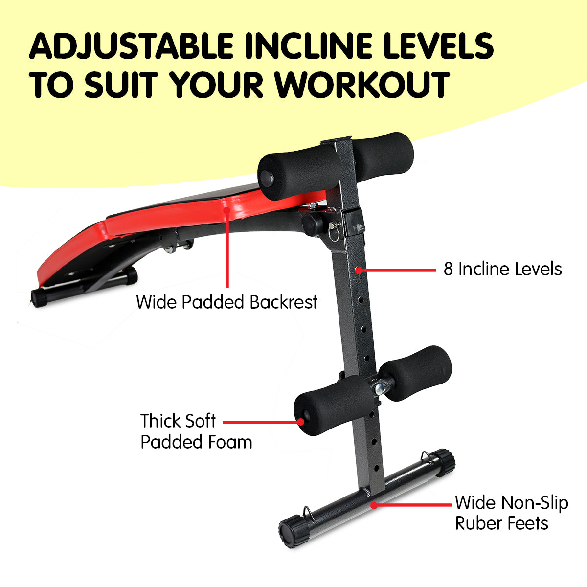 Powertrain Inclined Sit up bench with Resistance bands