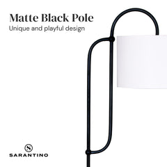 Sarantino Metal Floor Lamp with Marble Base & Off-White Shade