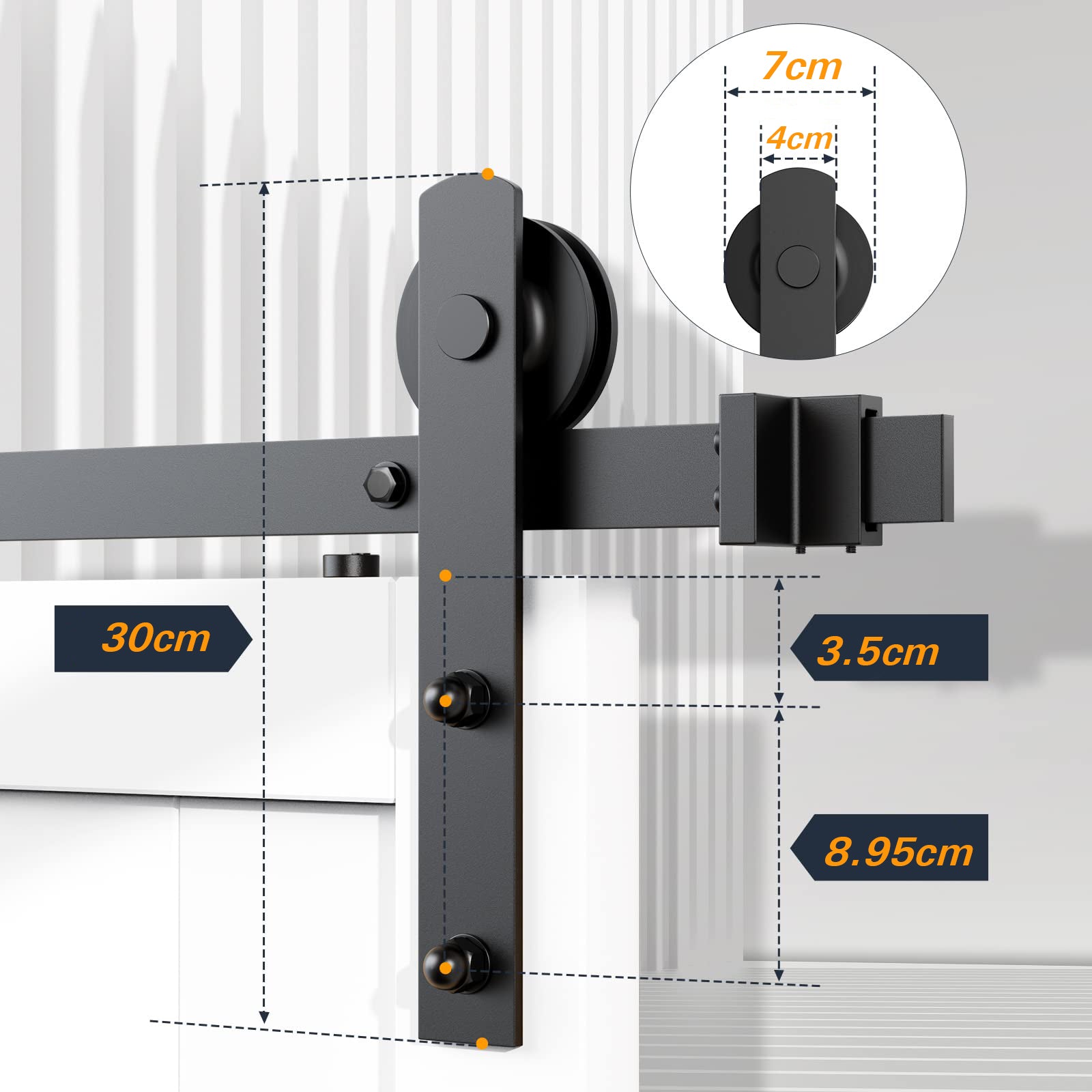 2m Heavy Duty Sliding Barn Single Door Hardware Kit Damper Track Rail Roller System