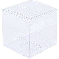 100 Pack of 5cm Clear PVC Plastic Folding Packaging Small rectangle/square Boxes for Wedding Jewelry Gift Party Favor Model Candy Chocolate Soap Box