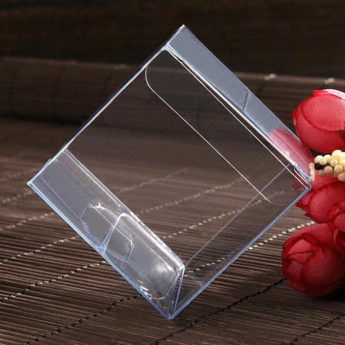 100 Pack of 7cm Clear PVC Plastic Folding Packaging Small rectangle/square Boxes for Wedding Jewelry Gift Party Favor Model Candy Chocolate Soap Box