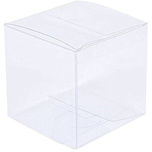 50 Pack of 6cm Clear PVC Plastic Folding Packaging Small rectangle/square Boxes for Wedding Jewelry Gift Party Favor Model Candy Chocolate Soap Box