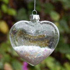 10 Pack Iridescent Glass Heart Ornaments Fillable Baubles for Christmas Party Wedding DIY Craft Decorations