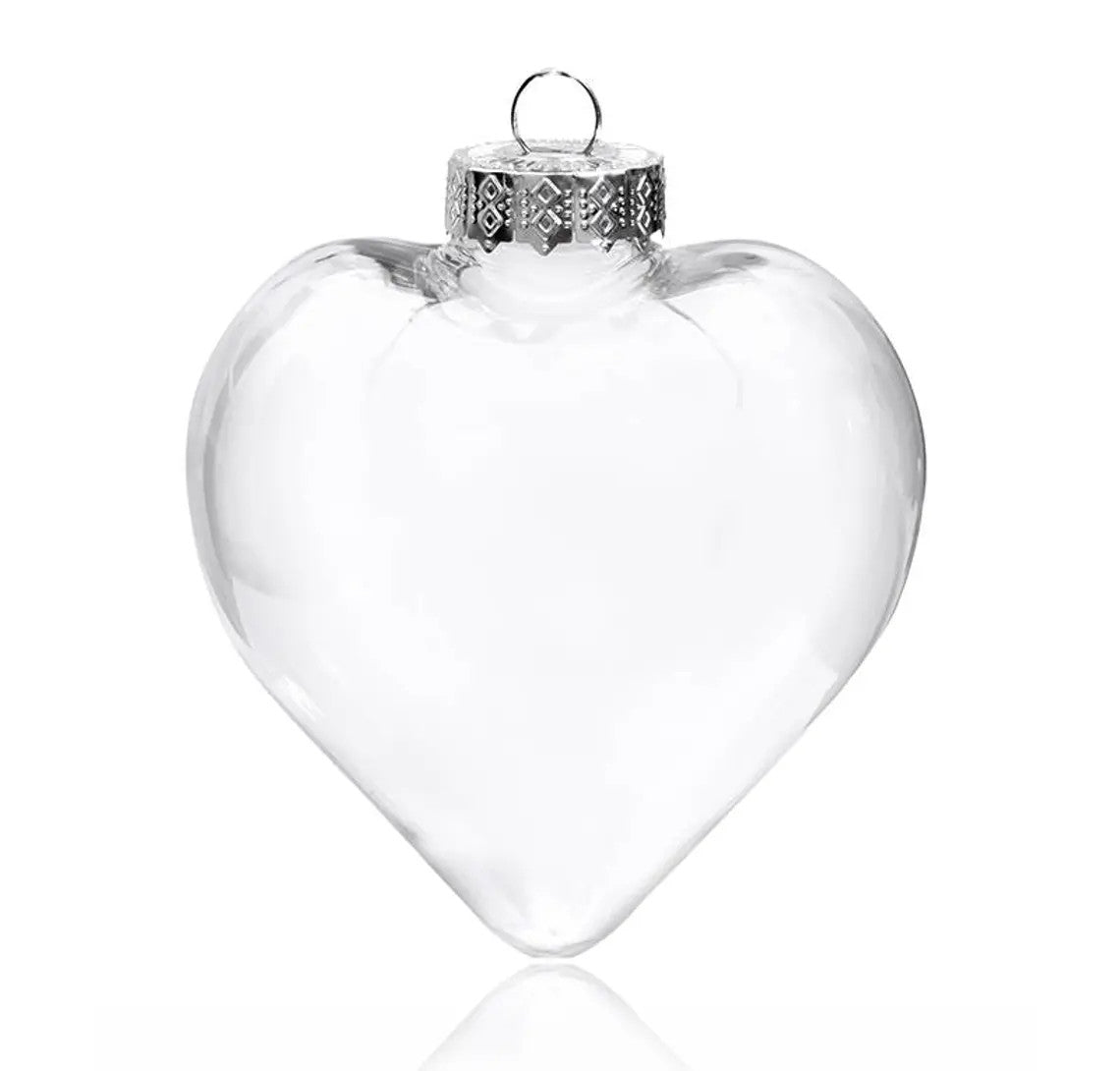 10 Pack Iridescent Glass Heart Ornaments Fillable Baubles for Christmas Party Wedding DIY Craft Decorations