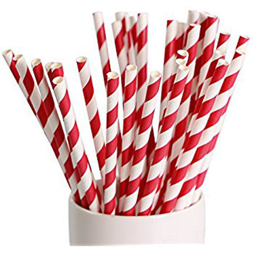 200 Pack Red White Drinking Straws Biodegradable Eco Paper Birthday Party Event Bistro Bar Cafe Take Away