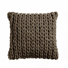 Cable Appliqued Filled Cushion - Expresso