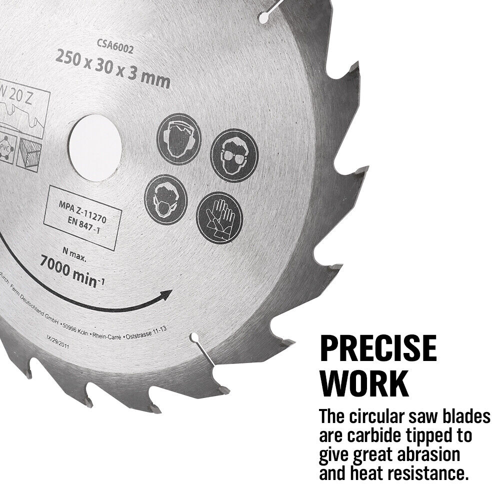 4x 250MM Circular Saw Blade 20T Disc Saw Blade Wood Timber Cutting 30/20/16mm