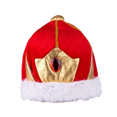 KING HAT Crown Costume Accessory Halloween Prince Party Dress Soft Gold/Red Cap