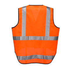 3x HUSKI Hi Vis Patrol Vest 3M Tape Safety Workwear High Visibility Bulk - Orange - L