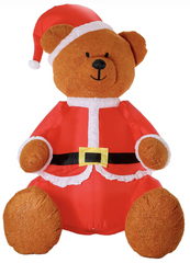 275cm Xmas Christmas Charm Deluxe Inflatable Plush Bear w/ LED Lights Decoration