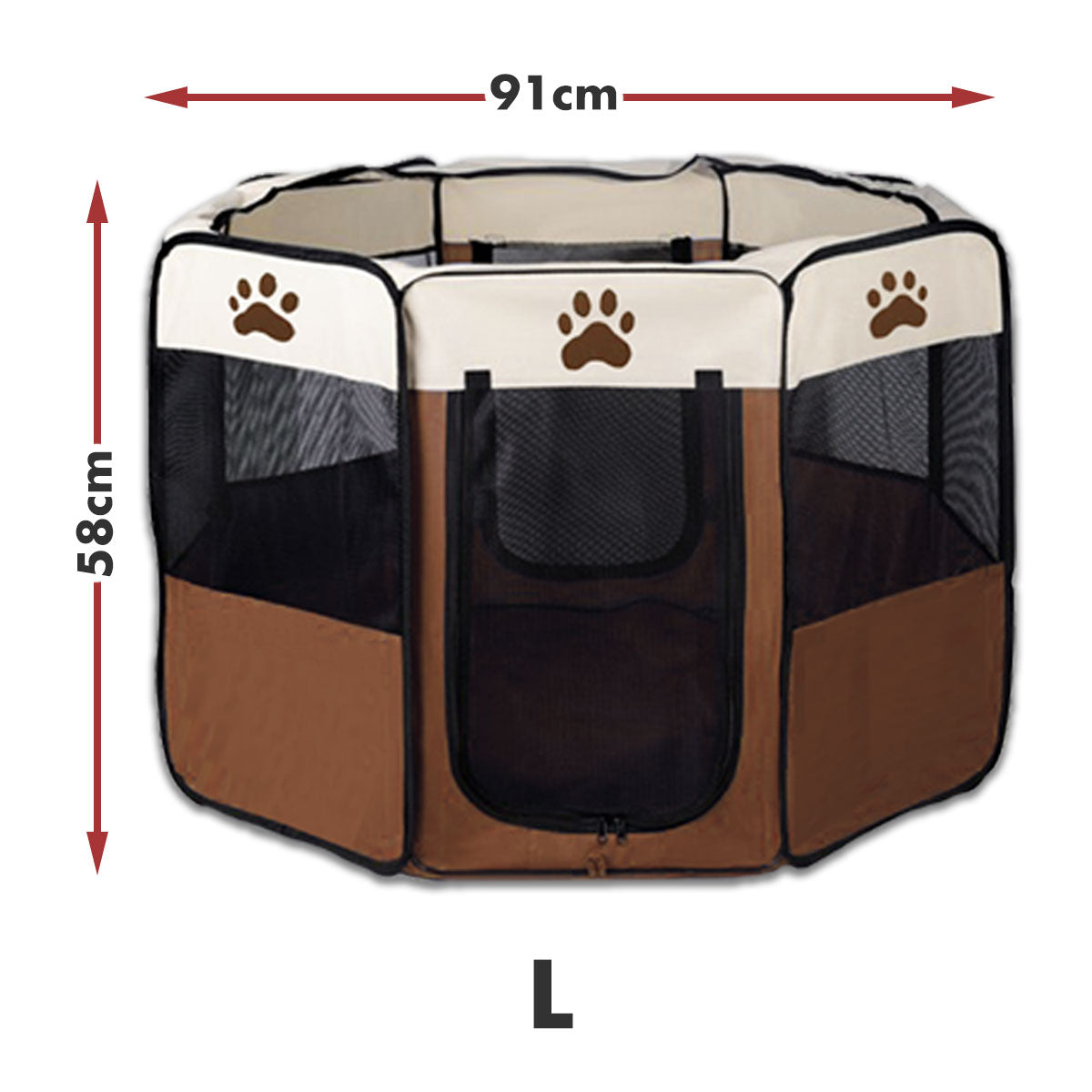 8 Panel Pet Dog Cat Crate Play Pen Bags Kennel Portable Tent Playpen Puppy Cage Large Brown