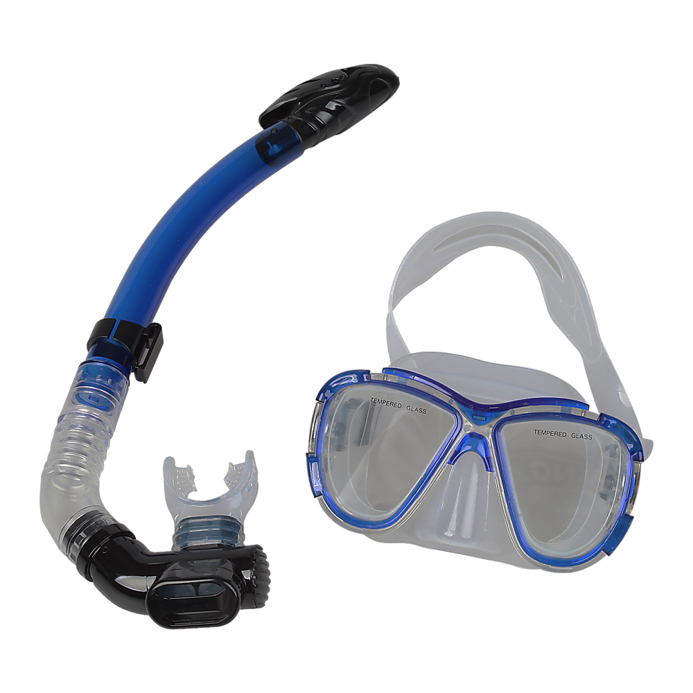 Adult Snorkeling Swimming Diving Mask & Snorkel - Quality Tempered Glass