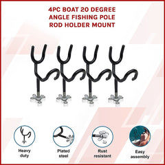 4PC Boat 20 Degree Angle Fishing Pole Rod Holder Mount