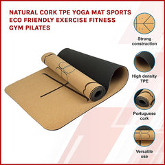 Natural Cork TPE Yoga Mat Sports Eco Friendly Exercise Fitness Gym Pilates