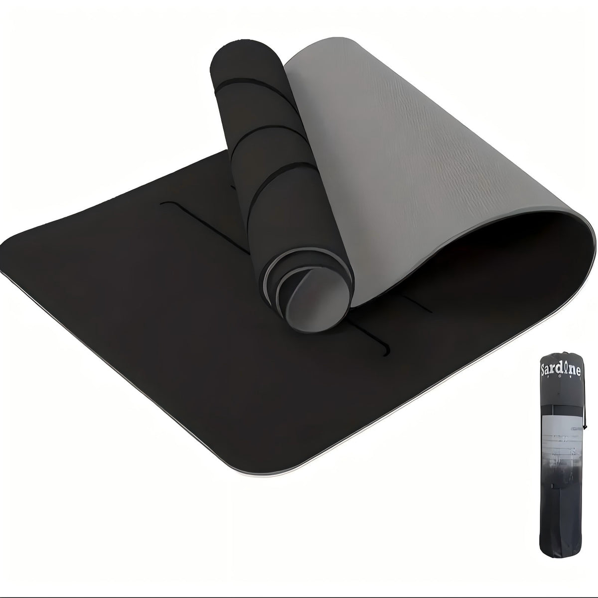 Sport TPE Yoga Mat Exercise Workout Mats Fitness Mat for Home Gym Black 6mm