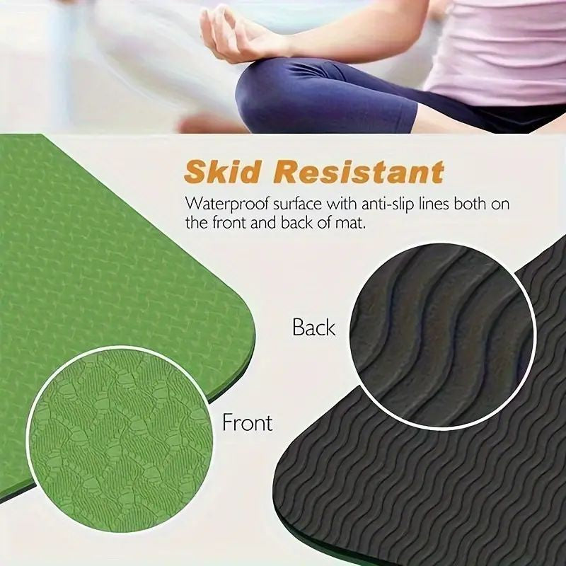 Sport TPE Yoga Mat Exercise Workout Mats Fitness Mat for Home Gym Green 8mm