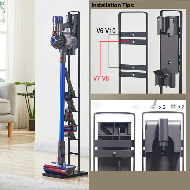 Freestanding Vacuum Cleaner Stand Rack Handheld Vacuum Accessories Stable Metal Storage Bracket Holder For Dyson Models V6 V7 V8 V10 V11 Black