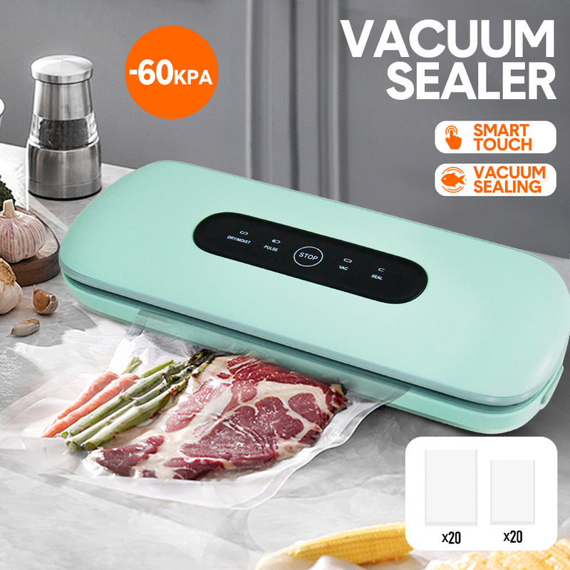 Vacuum Sealer Machine Portable Seal Fresh Food Storage Suction Multi Function Dry Wet Food Preservation Saver with 40 Seal Bags One Touch Automatic Sealing