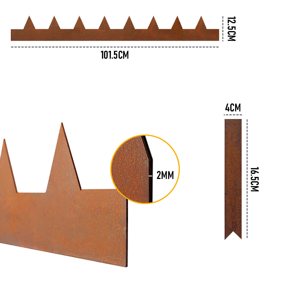 10 Pack Steel Landscape Lawn Edging 101.5cm Strips with Spikes Pre Rusted Edging Garden Divider 2.5cm Depth Patina Bendable Border with 11 Connecting Clips