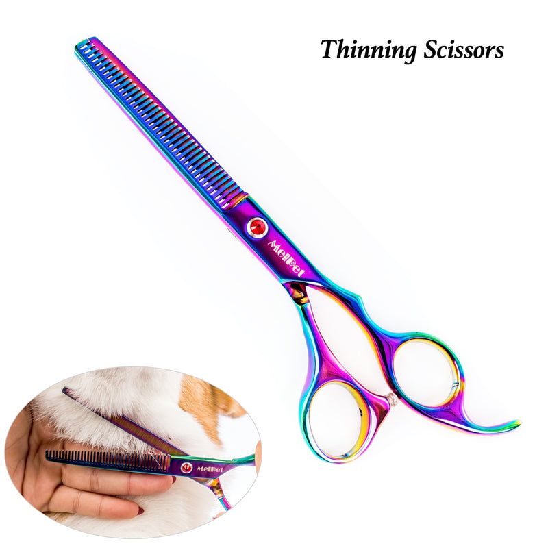 Dog Grooming Scissors Set Safety Round Blunt Tip Grooming Tools Professional Curved Thinning Straight Scissors with Comb Grooming Shears for Dogs and Cats