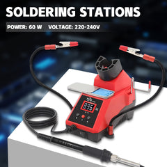 60W Digital Display Soldering Iron Station Kit Adjustable Precise Temp Fast Heating with 2 Helping Hands Conversion Auto Sleep Calibration Functions