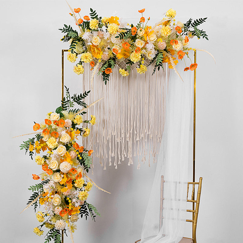 Golden Square Wedding Arch Adjustable 1M-2M Flower Rack Backdrop Stand Balloon Arch Stand for Wedding Birthday Party Garden Ceremony Decoration