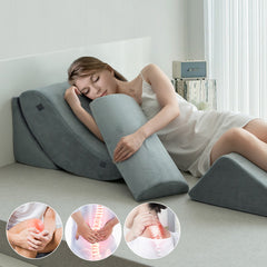 4 Pcs Bed Wedge Pillow Set Memory Foam Cushion Back Neck Leg Adjustable Support Non Slip With Washable Cover For Reading Neck Pain Relief Post Surgery