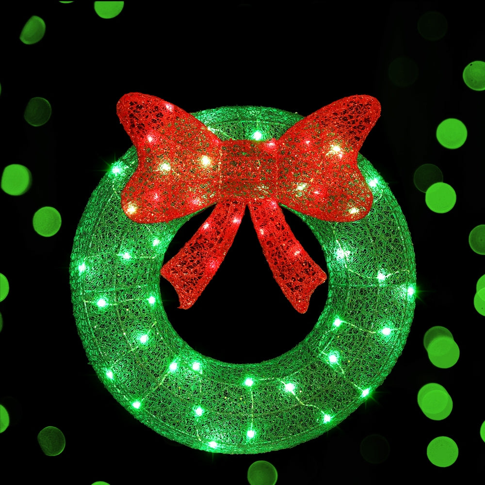 0.6M Christmas Lights 50 LED Motif Solar Wreath Xmas Decorations Jingle Jollys