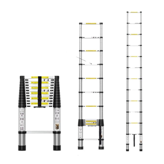 3.8m Telescopic Extension Ladder Aluminium Retractable Adjustable Collapsible Ladder and Free Carry Bag for Outdoor Indoor Use