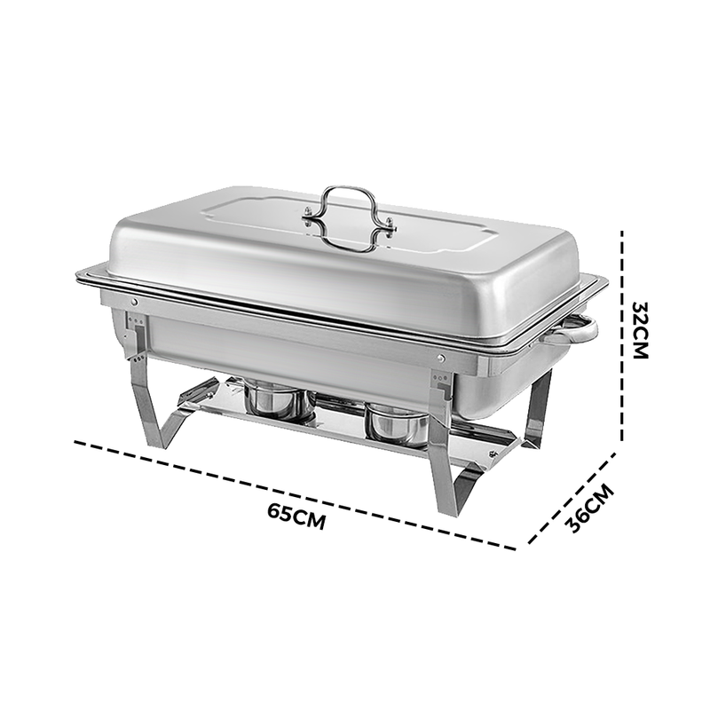 9Lx1 Food Buffet Warmer Pan Bain Marie Bow Chafing Dish Insulated Stainless Steel Stackable Tray Catering Food Server Set with Lid Party Banquet Dining