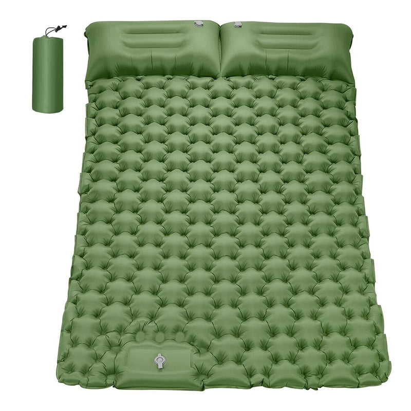 Self Inflating Double Size Mattress Camping Airbed Mat Sleeping Pad with Pillow for Camp Hiking Beach