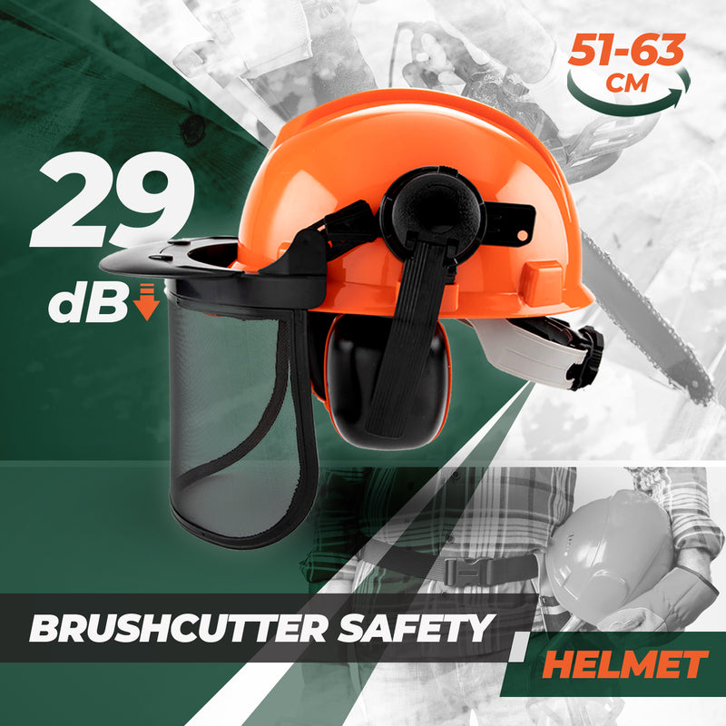 Chainsaw Brushcutter Hard Hat Safety Helmet Face Shield With Visor & Ear Muffs For Landscaping Gardening Lawn Mowing Edge Trimming CE Approved