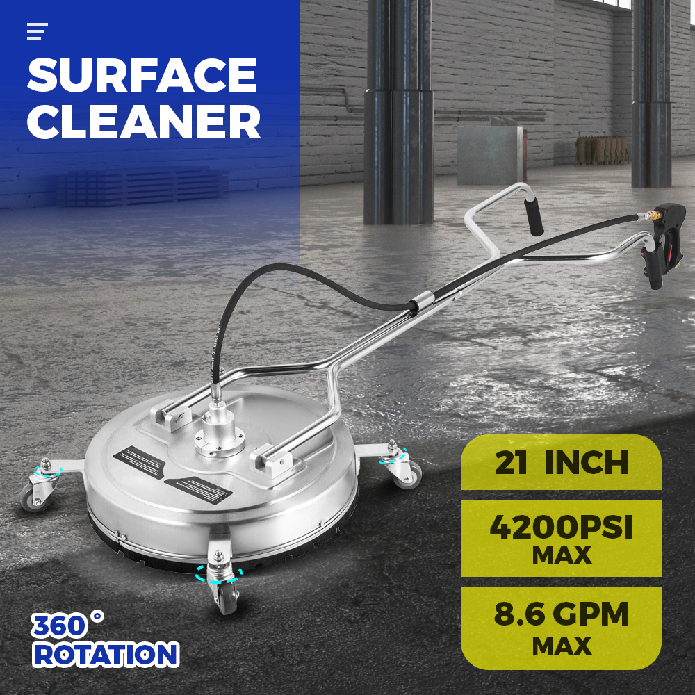 Alston 21'' High-Pressure Surface Cleaner Max 8.6GPM 4200PSI Stainless Steel Cleaner with 4 Wheels For Concrete Driveway Patio Floor Sidewalks Decks