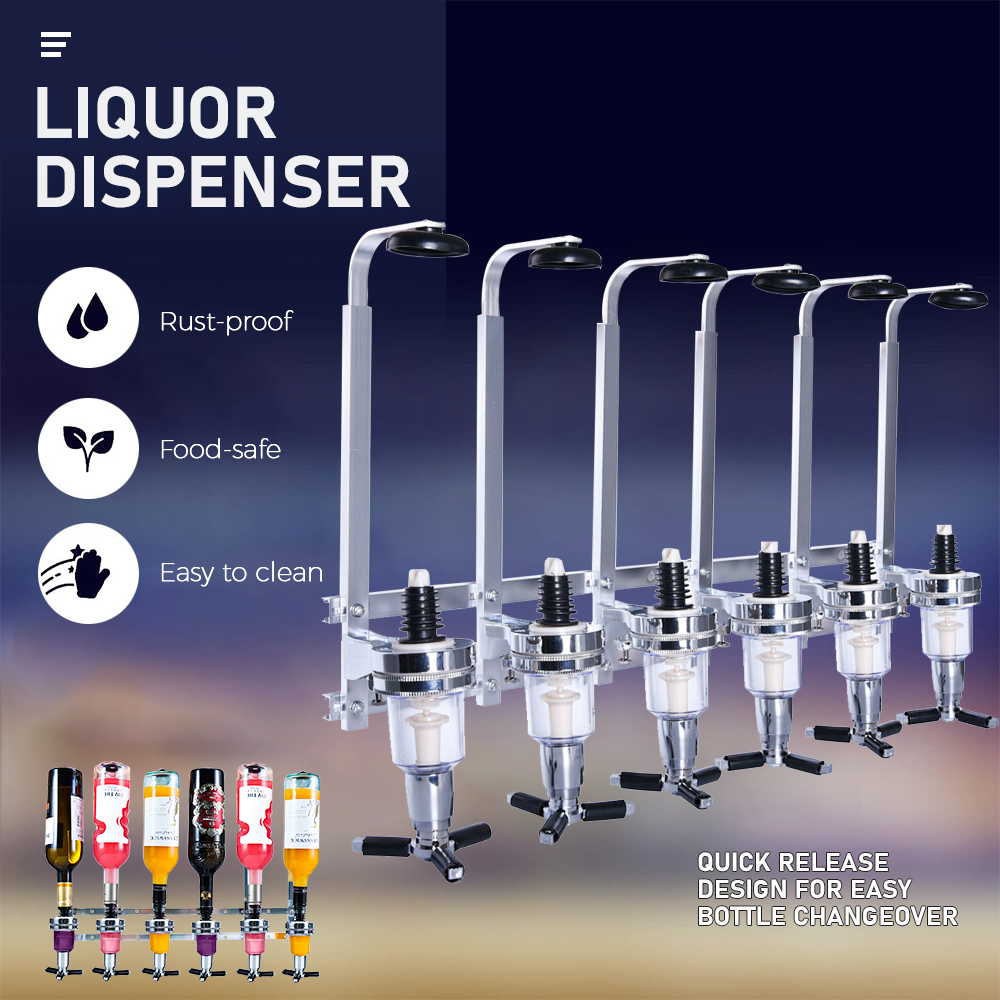 6 Bottle Bar Beverage Liquor Dispenser Alcohol Drink Shot Cabinet Professional Alcohol Dispenser Station Wall Mounted Wine Racks Cocktail Wine Holder