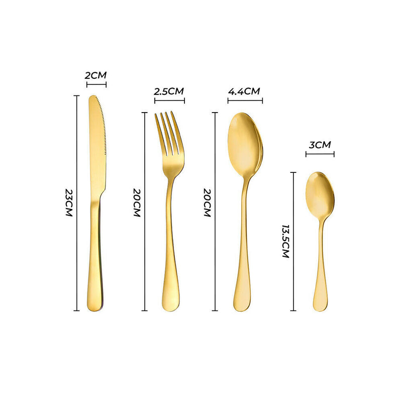 Gold Cutlery Set Kitchen Stainless Steel Fork Knife Spoon Flatware Cutlery Gift For Party Restaurant Dishwasher Safe 24pcs with Carry Box